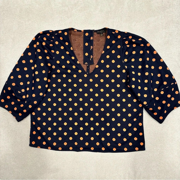 Anthropologie Current Air Structured Polka Dot Sweater.  Size Large. Nav… - Picture 3 of 9